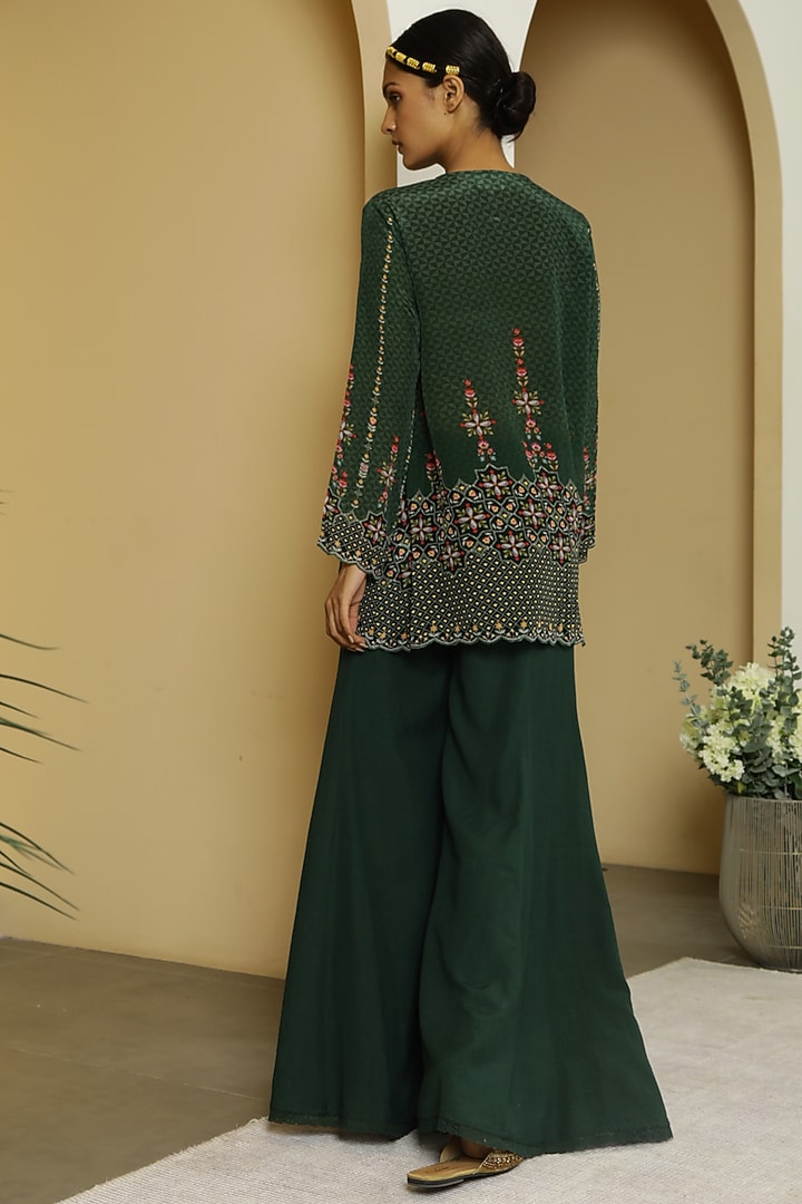 Dark Green Geometric Printed Tunic by Kalista at Pernia's Pop Up Shop