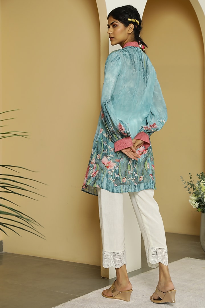 Mint Viscose Crepe Floral Tunic by Kalista at Pernia's Pop Up Shop