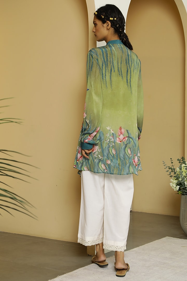 Mint Viscose Crepe Floral Tunic by Kalista at Pernia's Pop Up Shop
