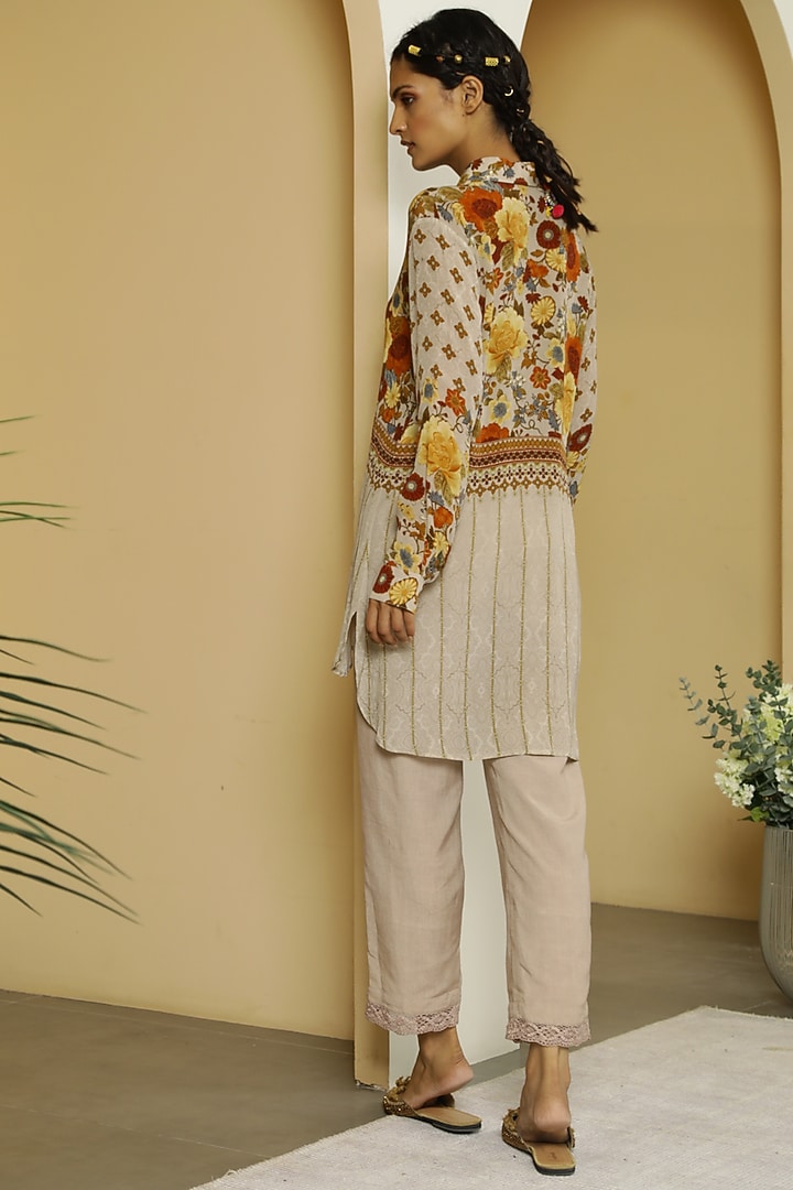 Beige Floral Tunic by Kalista at Pernia's Pop Up Shop 2025