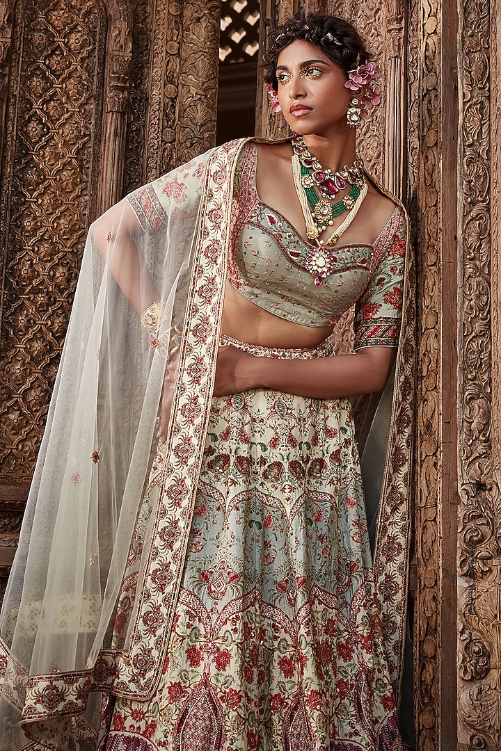 Multi-Colored Hand Embroidered Wedding Lehenga Set by Kalista at Pernia's Pop Up Shop