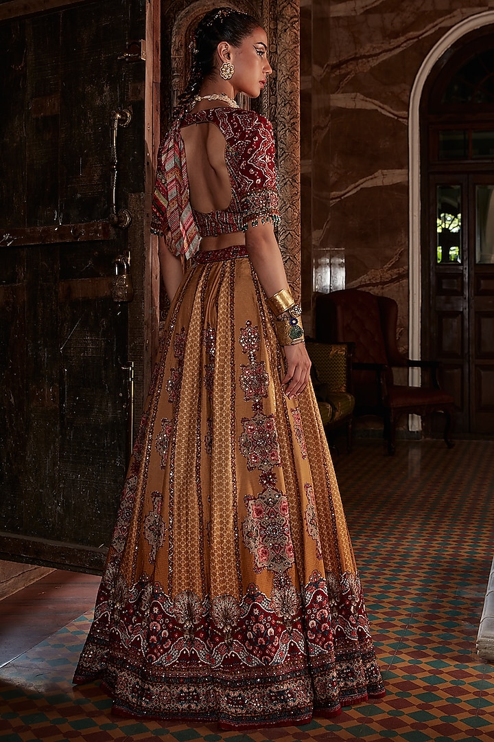 Mustard Hand Embroidered Wedding Lehenga Set by Kalista at Pernia's Pop Up Shop