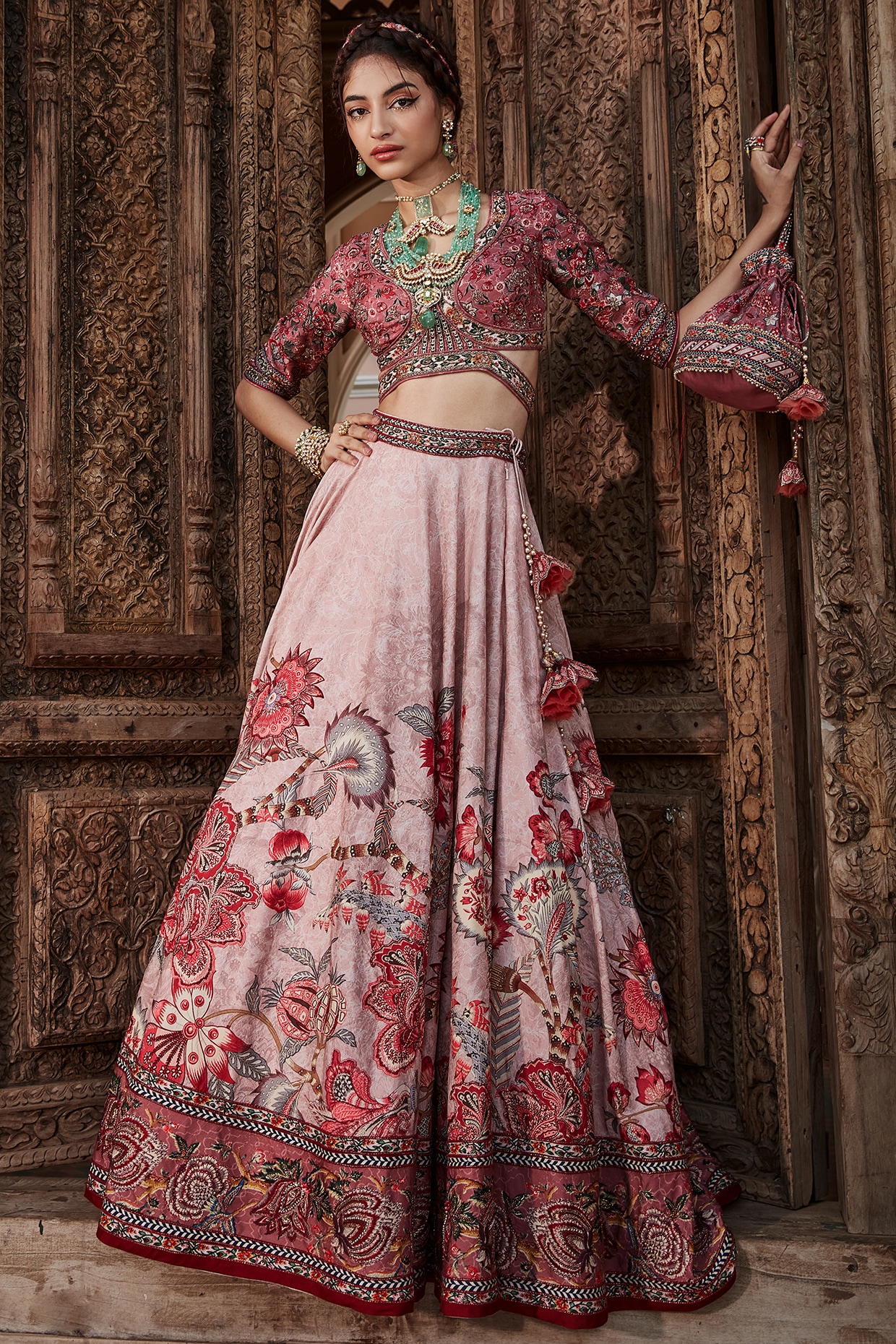 Priyanka Chopra Wears Falguni Shane Peacock Skirt and Top for Wedding  Reception in Photos
