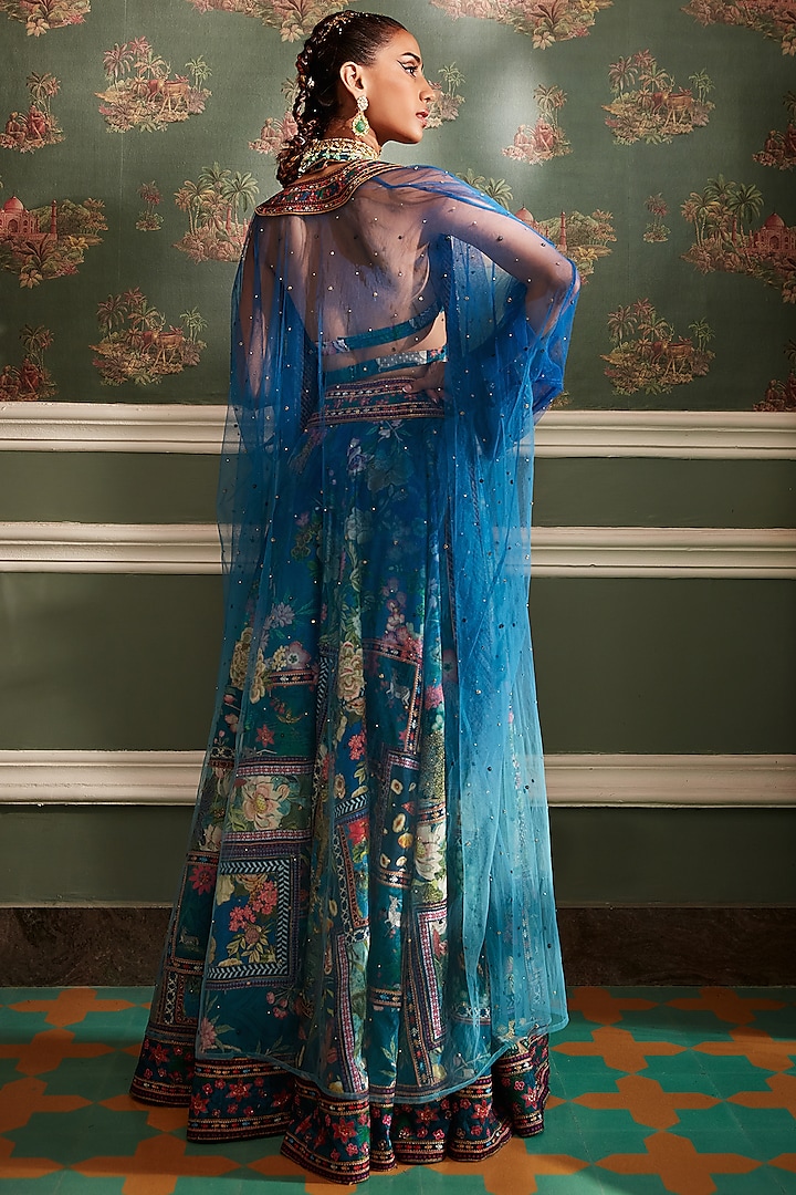 Teal Hand Painted Skirt Set by Kalista at Pernia's Pop Up Shop