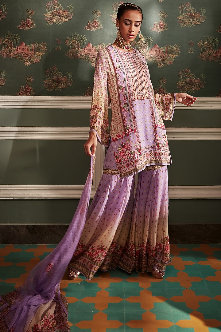 Lilac Viscose Gharara Set by Kalista at Pernia's Pop Up Shop