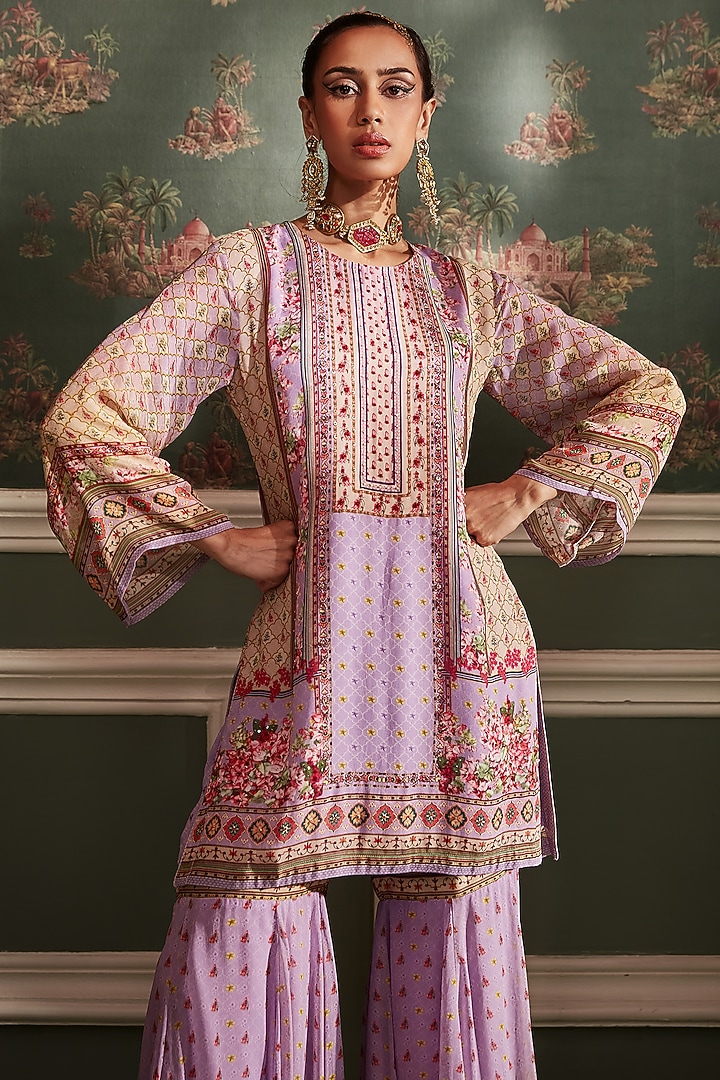 Lilac Viscose Gharara Set by Kalista at Pernia's Pop Up Shop