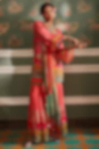 Hot Pink Viscose Georgette Gharara Set by Kalista at Pernia's Pop Up Shop