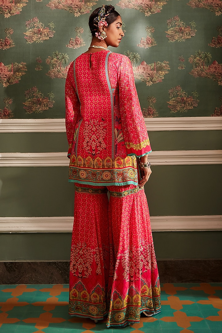 Hot Pink Viscose Georgette Gharara Set by Kalista at Pernia's Pop Up Shop