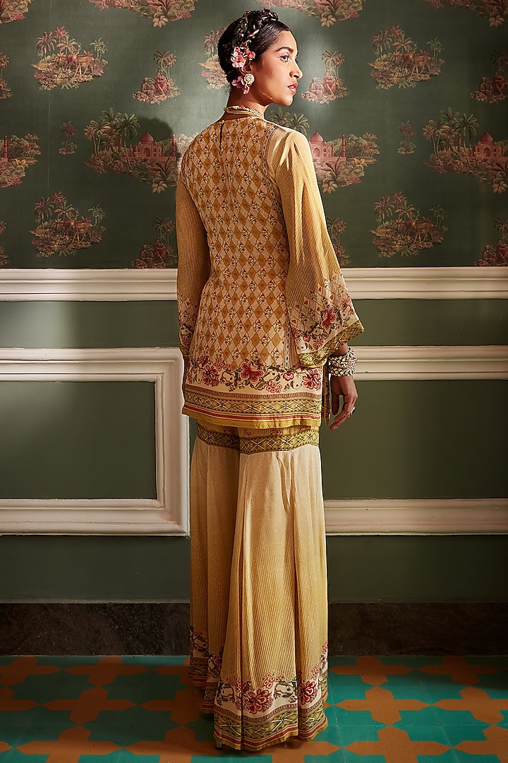 Primrose Yellow Viscose Georgette Gharara Set by Kalista at Pernia's Pop Up Shop