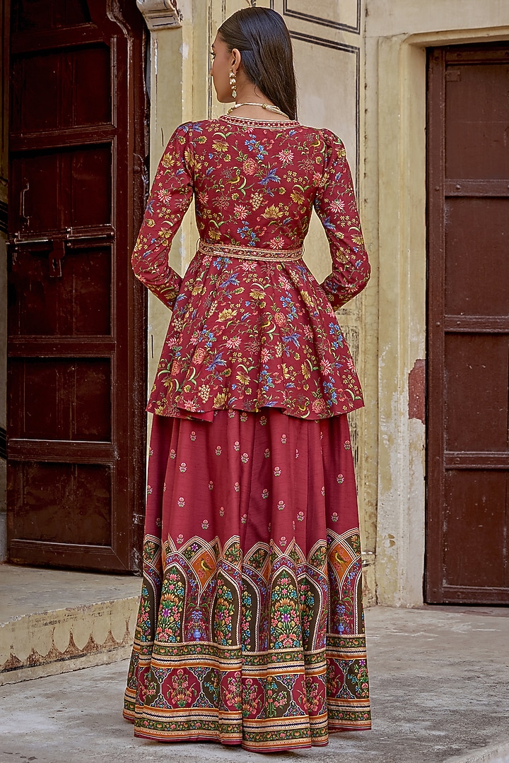 Ruby Chanderi Silk Paisley Motif Wedding Sharara Set by Kalista at Pernia's Pop Up Shop
