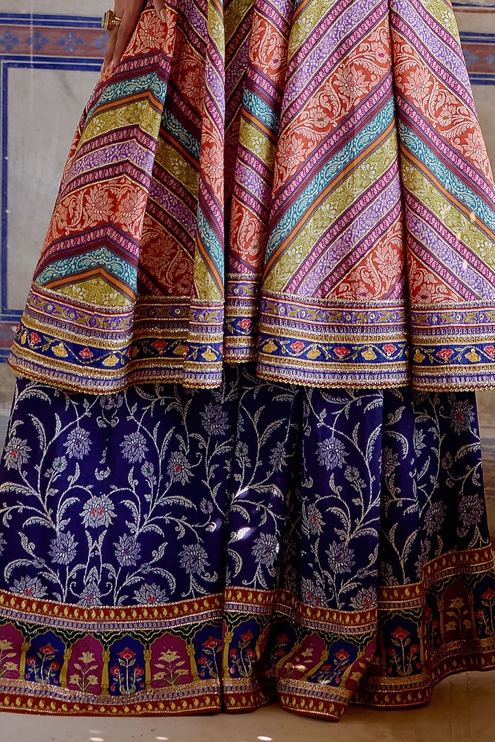 Multi-Colored Chanderi Silk Hand Embroidered Wedding Anarkali Set by Kalista at Pernia's Pop Up Shop