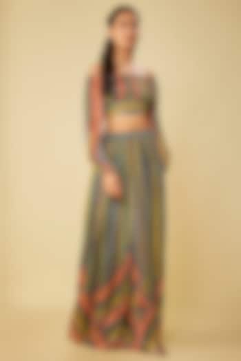 Multi-Colored Viscose Chinon Digital Printed Skirt Set by Kalista at Pernia's Pop Up Shop