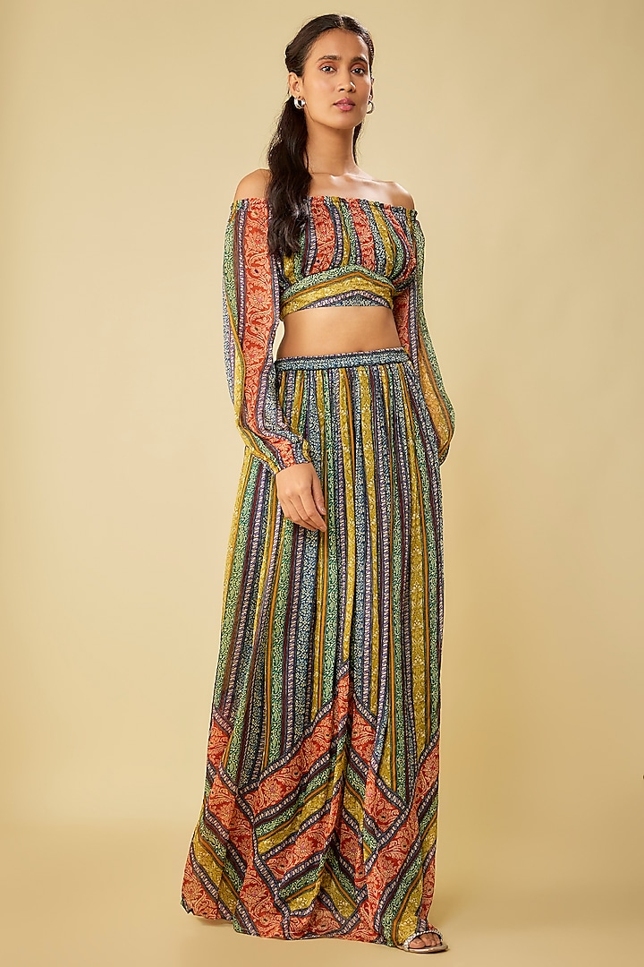 Multi-Colored Viscose Chinon Digital Printed Skirt Set by Kalista at Pernia's Pop Up Shop