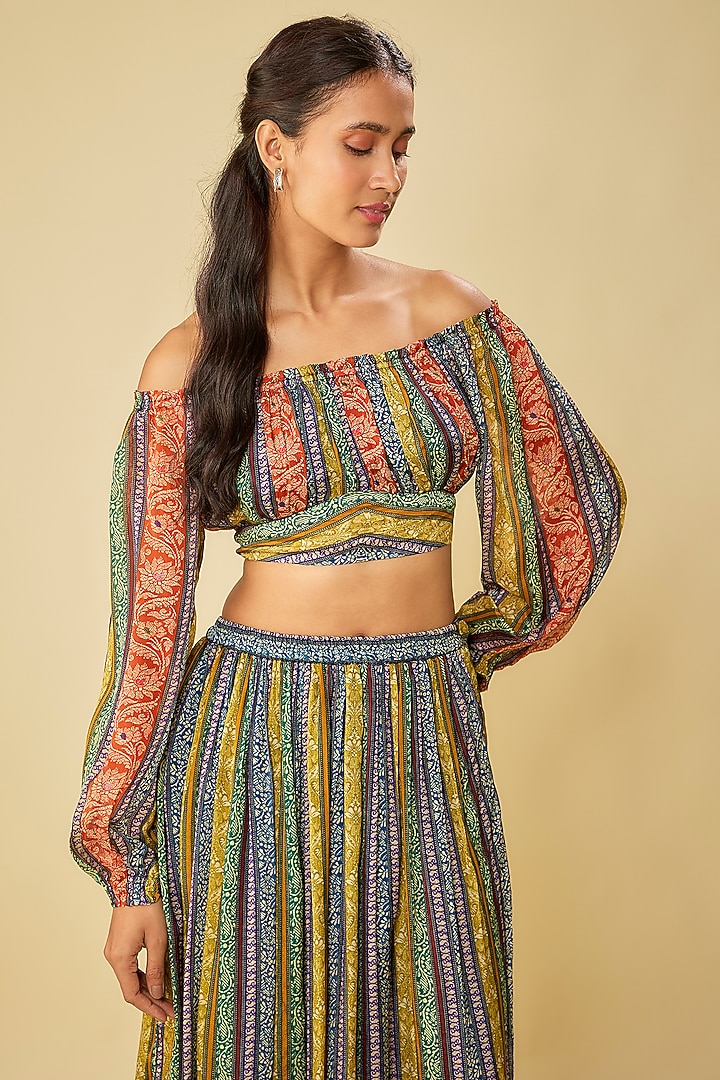 Multi-Colored Viscose Chinon Digital Printed Skirt Set by Kalista at Pernia's Pop Up Shop