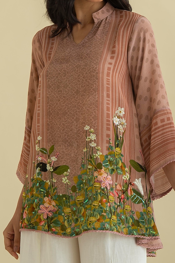 Peach Printed Tunic Set by Kalista at Pernia's Pop Up Shop