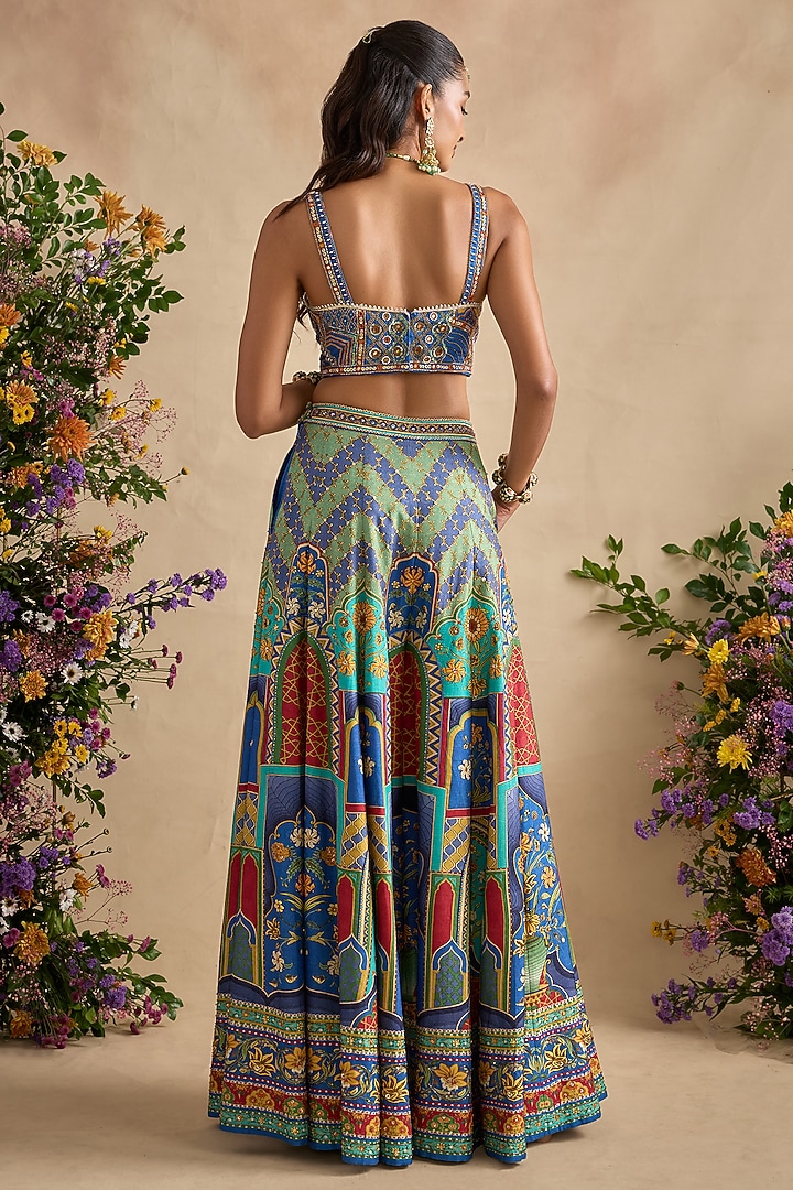 Multi-Colored Viscose Silk Flared Wedding Sharara Set by Kalista at Pernia's Pop Up Shop