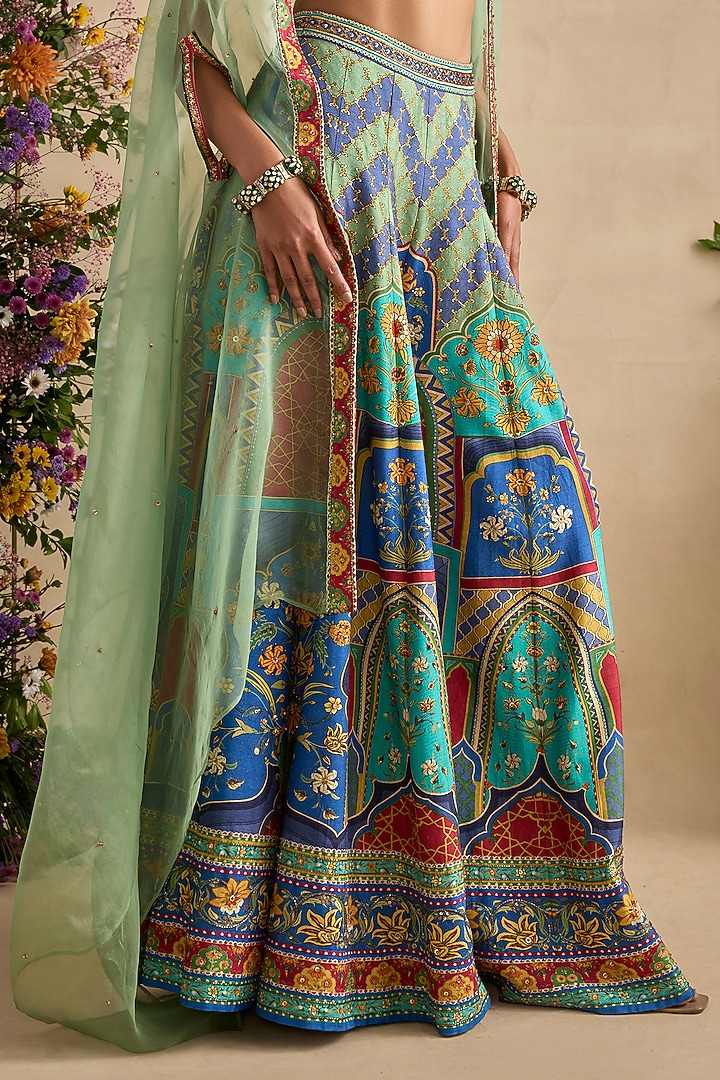 Multi-Colored Viscose Silk Flared Wedding Sharara Set by Kalista at Pernia's Pop Up Shop