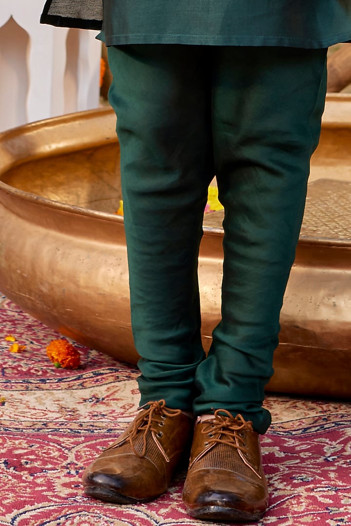 Lime Yellow Chanderi Bundi Jacket Set For Boys by Kalista kids at Pernia's Pop Up Shop