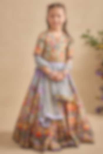 Violet Viscose Silk Sequins Work Anarkali Set For Girls by Kalista kids at Pernia's Pop Up Shop