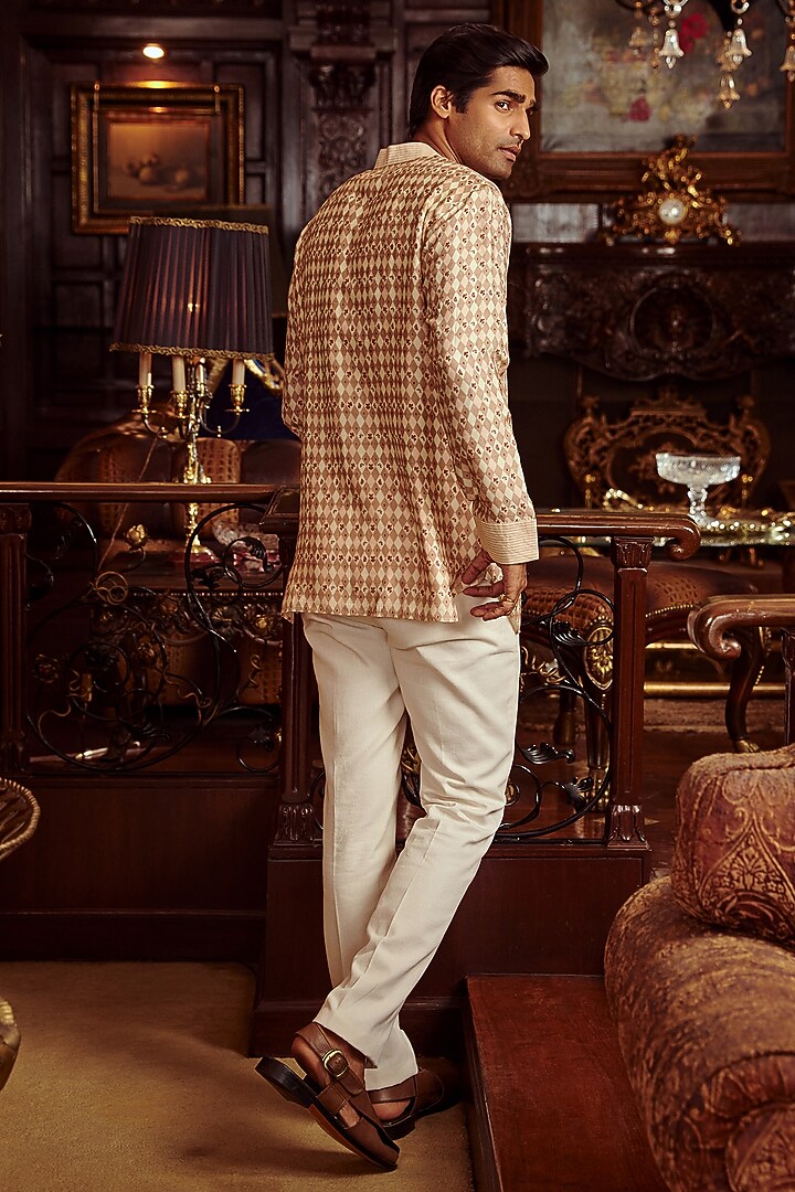 Blush Pink Chanderi Kurta Set by Kalista Men at Pernia's Pop Up Shop