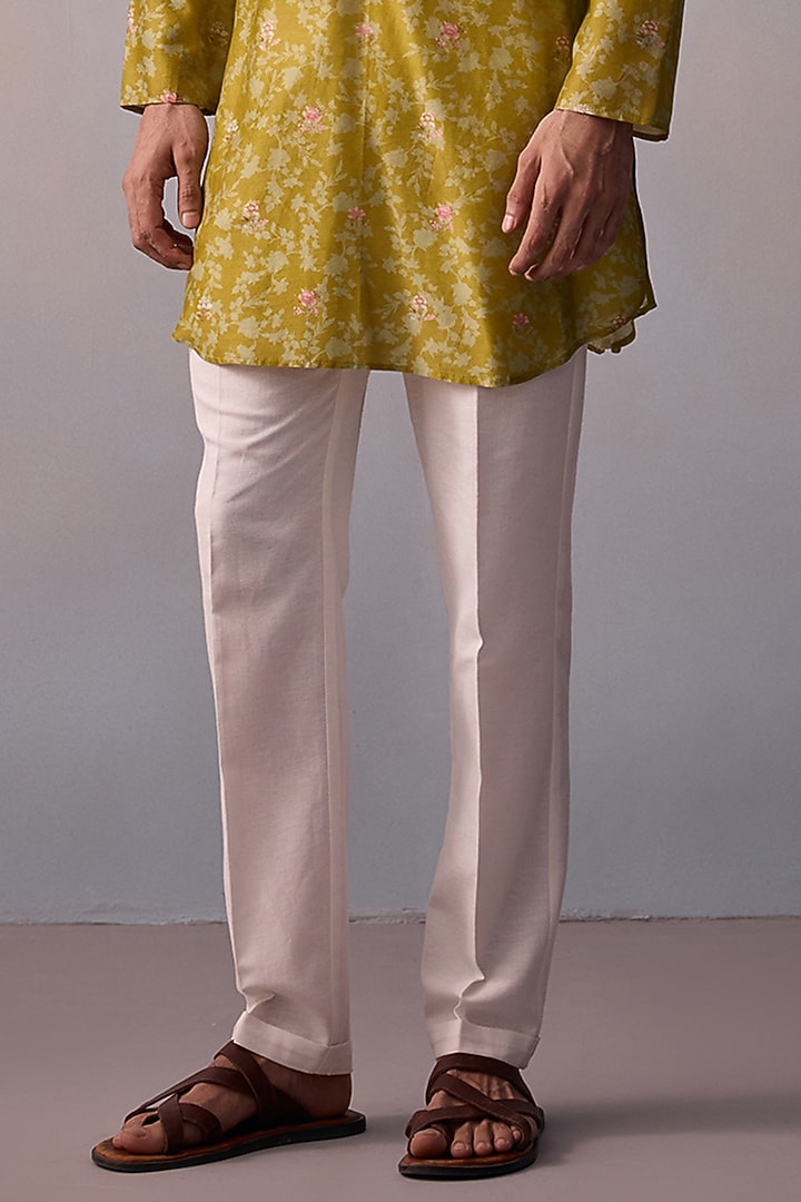 Olive Chanderi Embroidered Kurta Set by Kalista Men at Pernia's Pop Up Shop