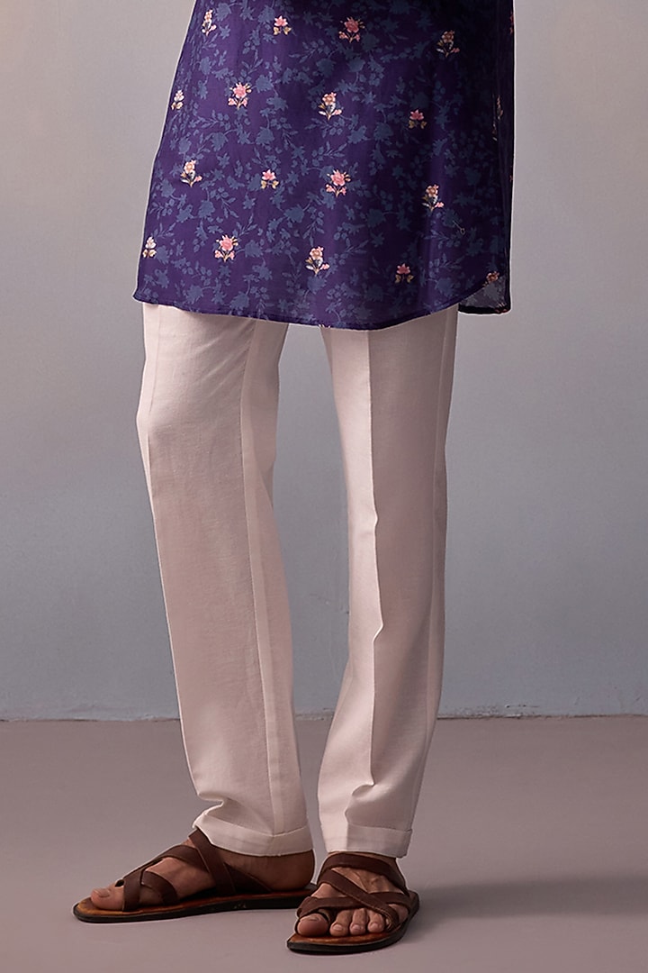Midnight Blue Chanderi Embroidered Kurta Set by Kalista Men at Pernia's Pop Up Shop