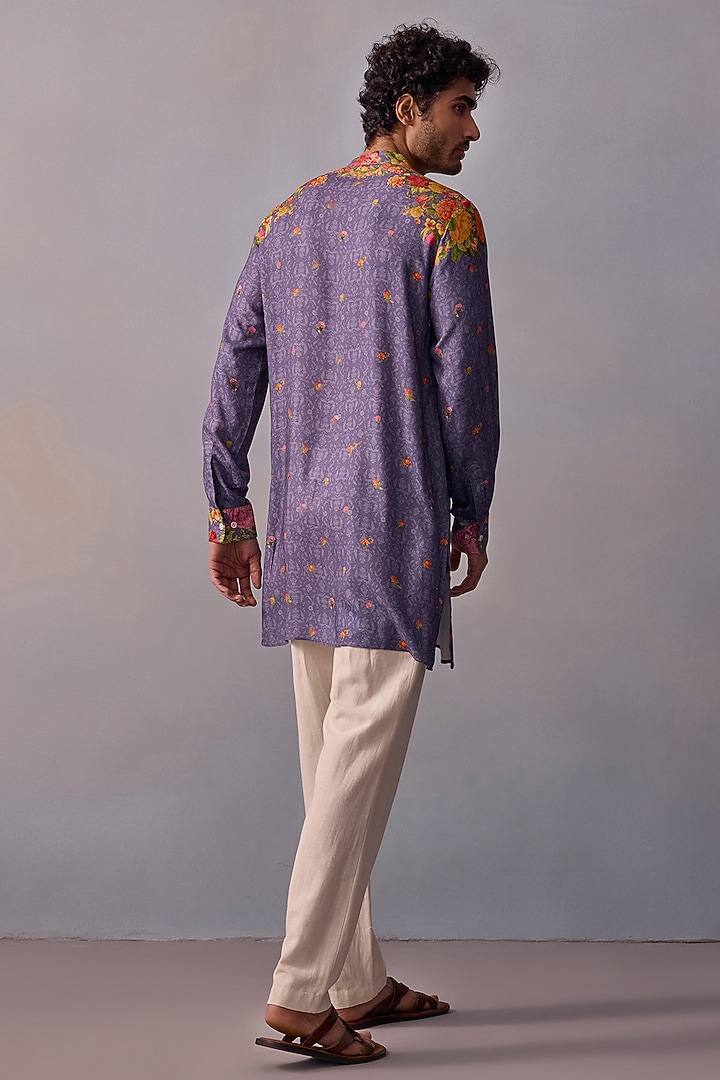 Purple Viscose Moss Kurta Set by Kalista Men at Pernia's Pop Up Shop