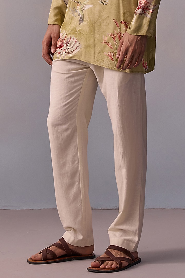 Mint Green Viscose Moss Printed & Thread Work Kurta Set by Kalista Men at Pernia's Pop Up Shop