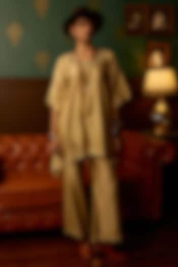Pastel Sage Silk Chanderi Embroidered Kaftan Kurta Set by THE KLUB BY REETI ARNEJA at Pernia's Pop Up Shop