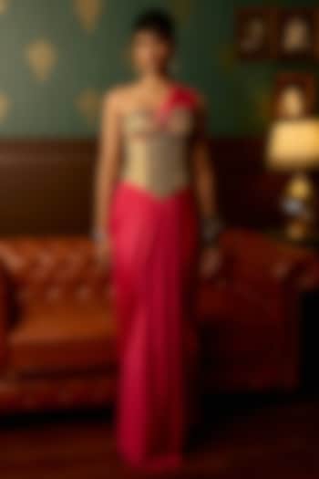 Pink Georgette Party Wear Saree Set by THE KLUB BY REETI ARNEJA at Pernia's Pop Up Shop