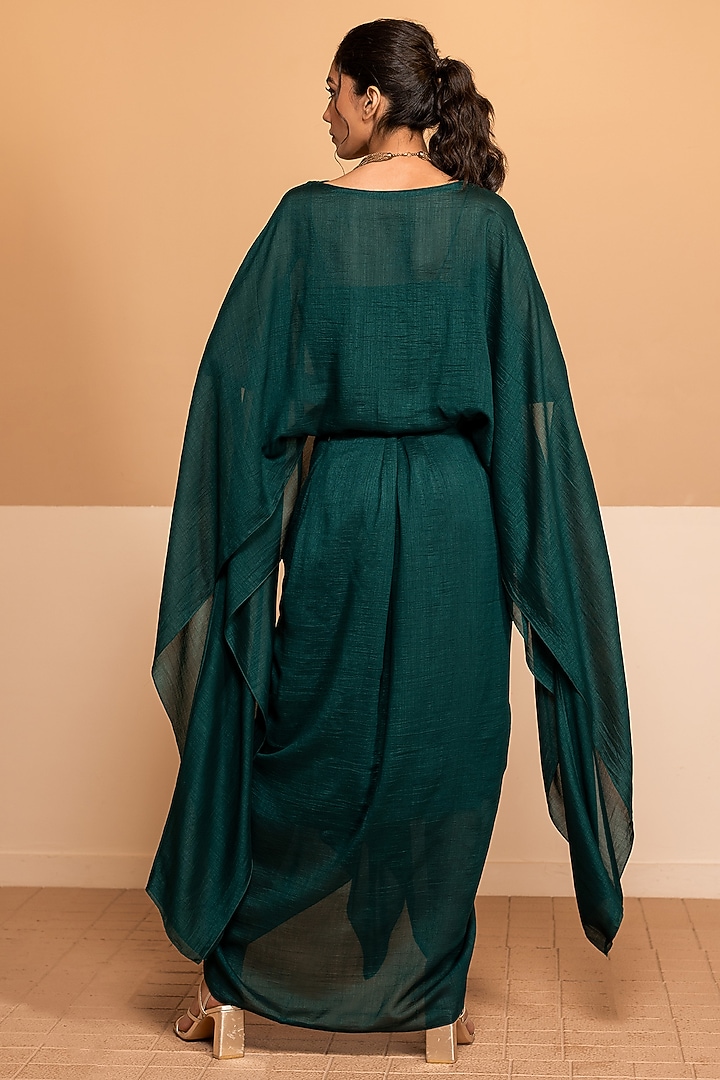 Emerald Green Silk Kaftan Set by Kelaayah at Pernia's Pop Up Shop