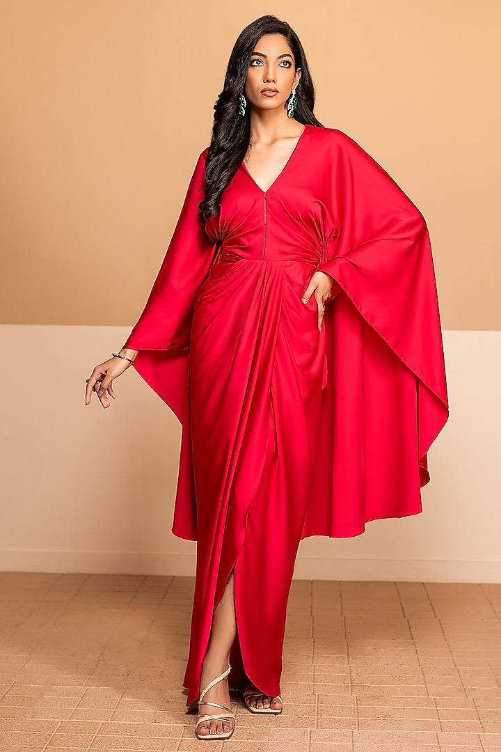 Hot Pink Imported Satin Maxi Dress by Kelaayah