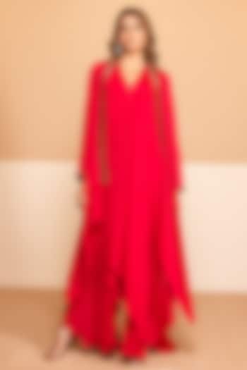 Rani Pink Chinon & Satin Organza Jacket Dress by Kelaayah