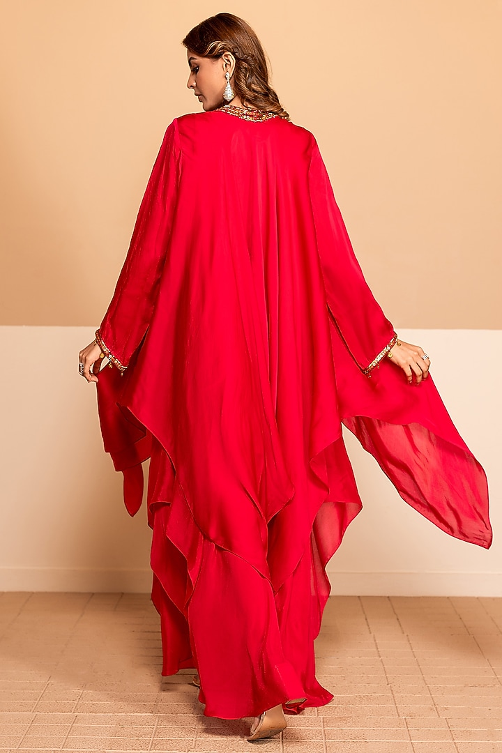 Rani Pink Chinon & Satin Organza Jacket Summer Dress by Kelaayah at Pernia's Pop Up Shop