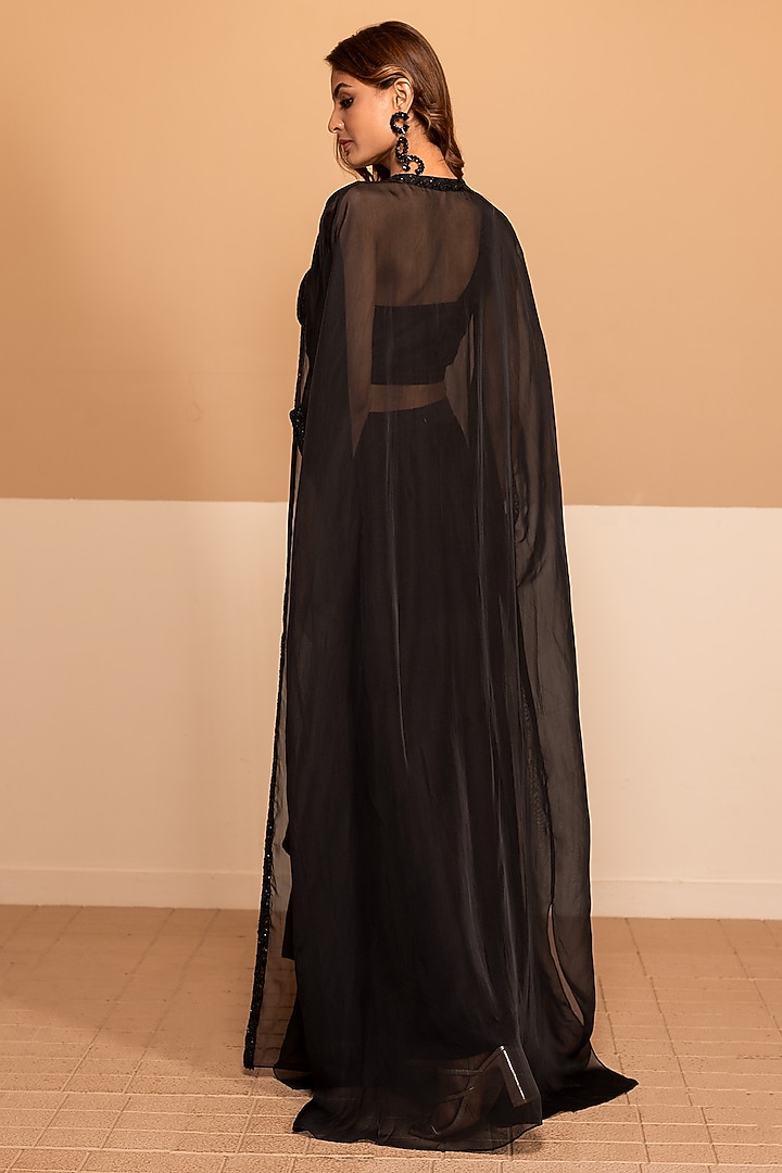 Black Organza Cape Set by Kelaayah at Pernia's Pop Up Shop
