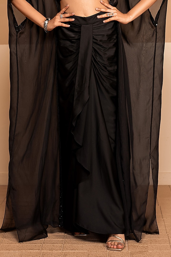 Black Organza Cape Set by Kelaayah at Pernia's Pop Up Shop