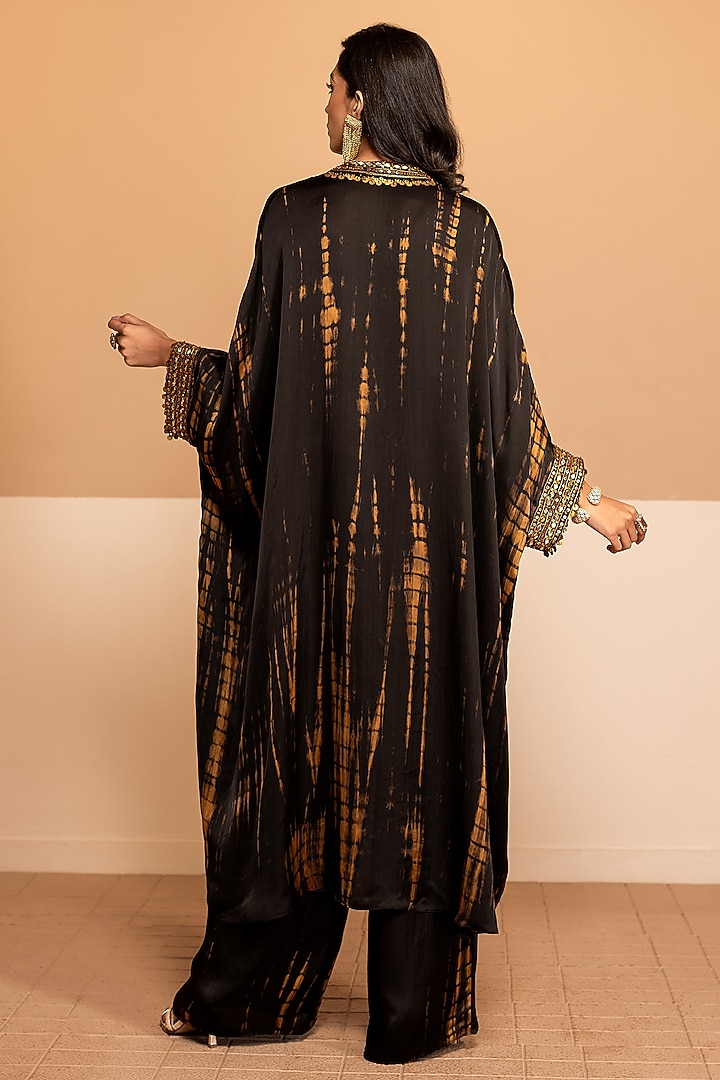 Black & Gold Satin Kaftan Set by Kelaayah at Pernia's Pop Up Shop