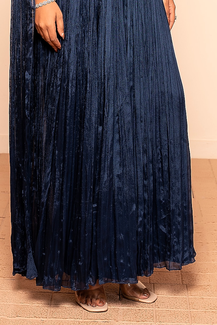 Navy Blue Imported Chinon Jumpsuit by Kelaayah at Pernia's Pop Up Shop