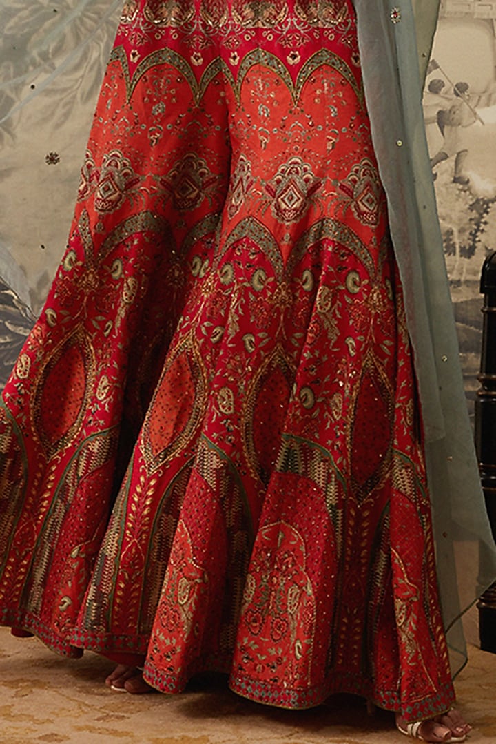 Multi-Colored Embroidered Wedding Sharara Set by Kalista at Pernia's Pop Up Shop