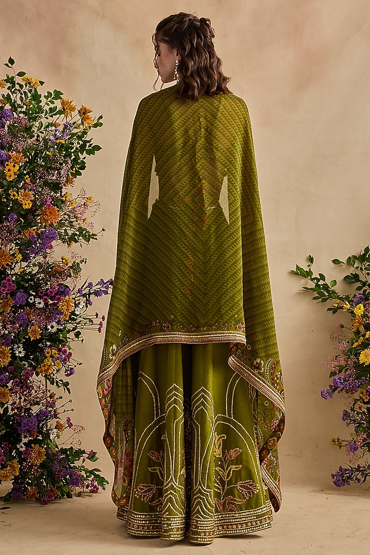 Olive Green Net Cape Set by Kalista at Pernia's Pop Up Shop