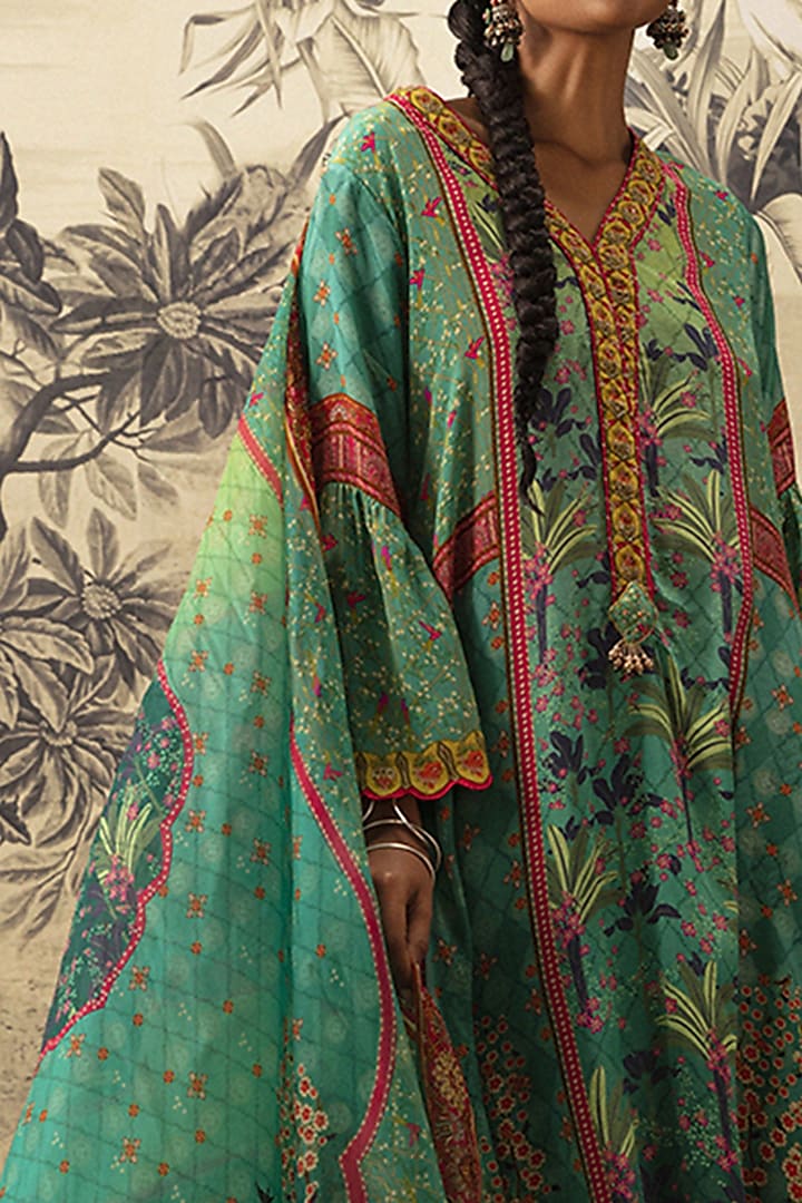 Rama Green A-line Kurta Set by Kalista at Pernia's Pop Up Shop