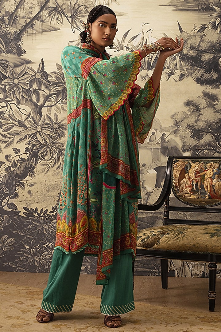 Rama Green A-line Kurta Set by Kalista at Pernia's Pop Up Shop