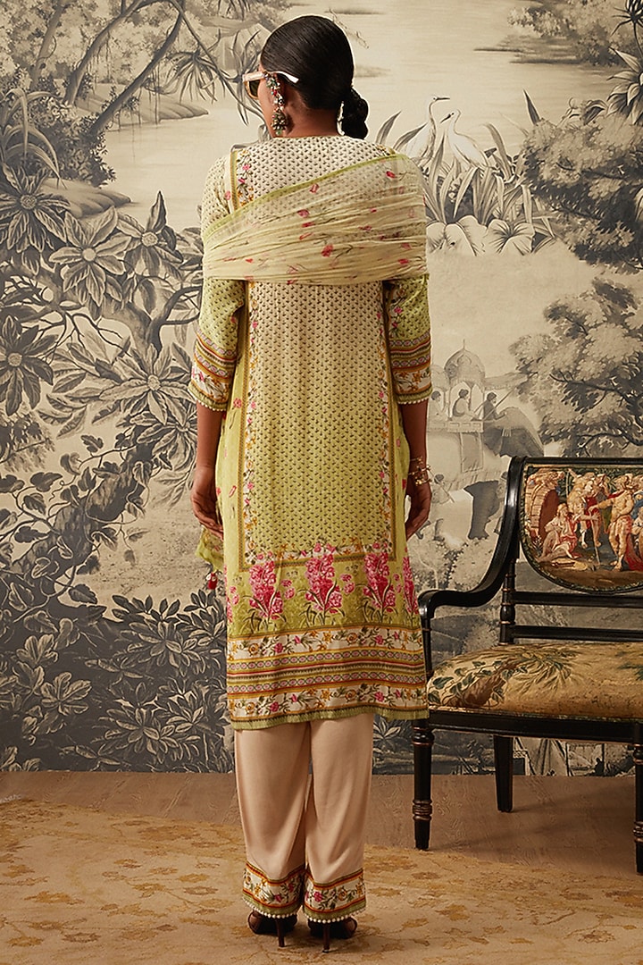 Lime Green Straight Kurta Set by Kalista at Pernia's Pop Up Shop