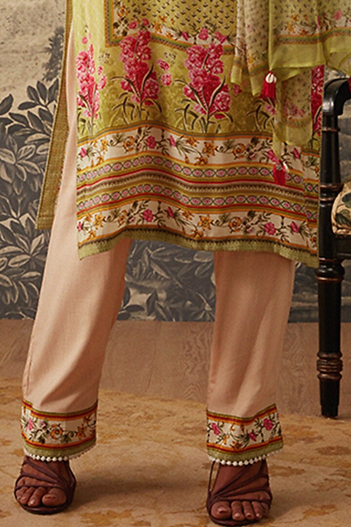 Lime Green Straight Kurta Set by Kalista at Pernia's Pop Up Shop
