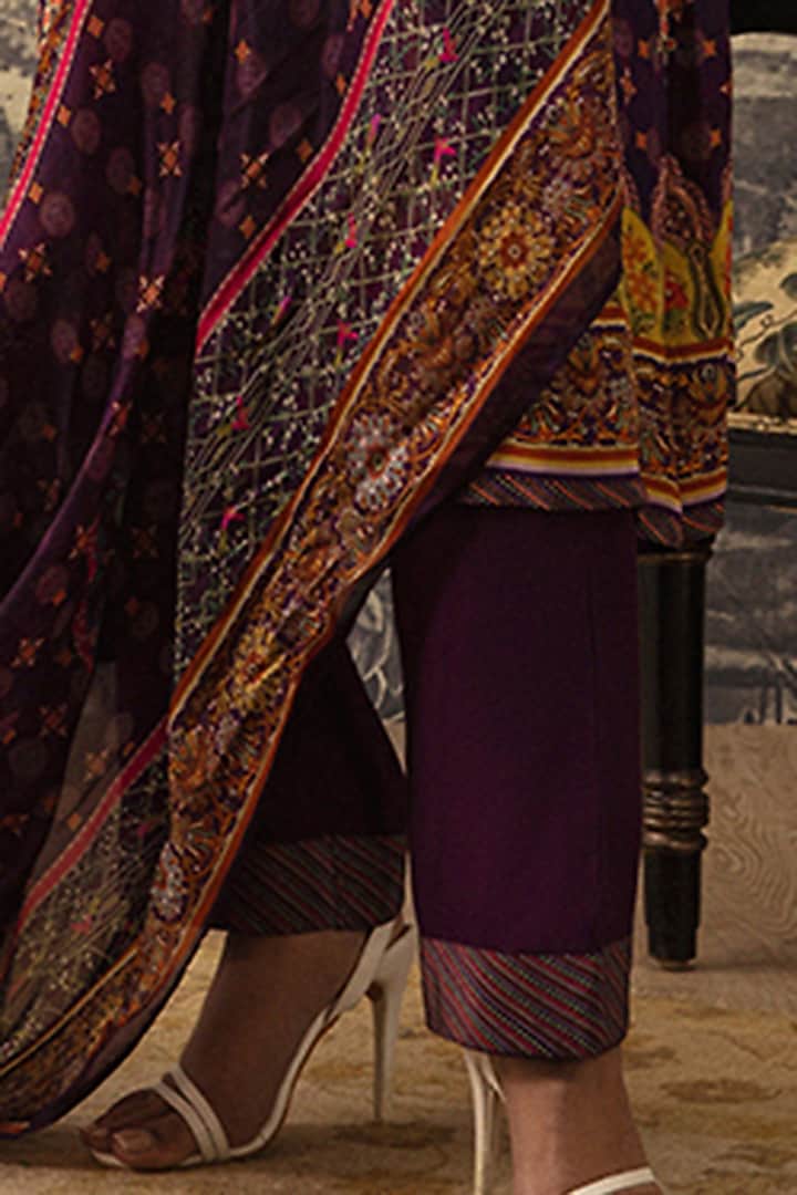 Purple Printed Kurta Set by Kalista at Pernia's Pop Up Shop