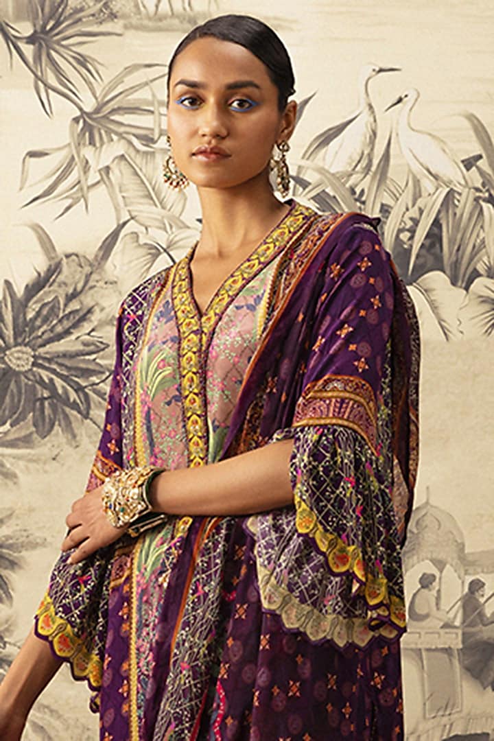 Purple Printed Kurta Set by Kalista at Pernia's Pop Up Shop