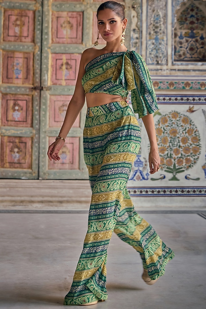 Multi-Colored Viscose Chinon Co-Ord Set by Kalista at Pernia's Pop Up Shop