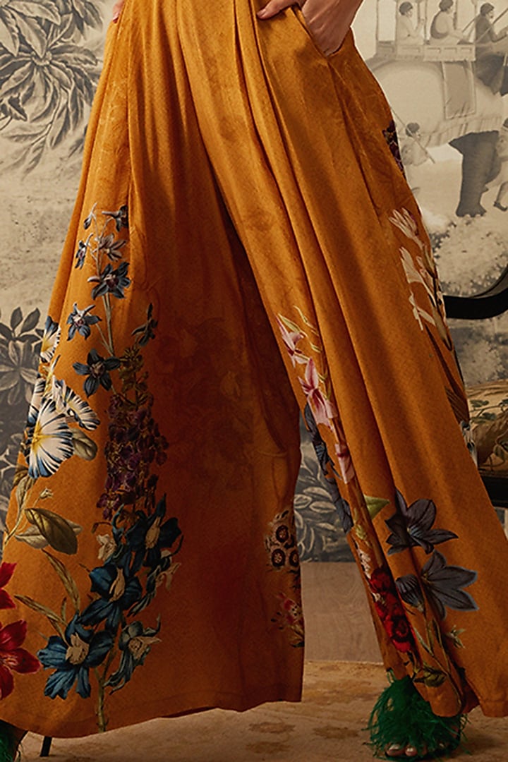 Mustard Botanical Printed Jumpsuit by Kalista at Pernia's Pop Up Shop