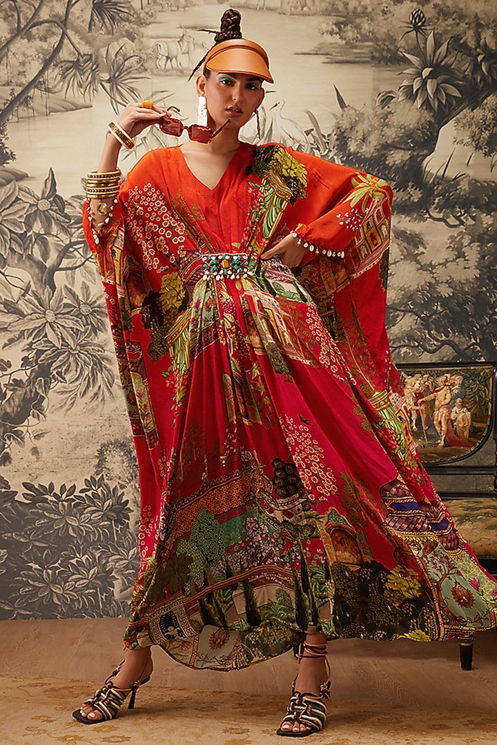 Multi - Colored Printed Kaftan by Kalista at Pernia's Pop Up Shop