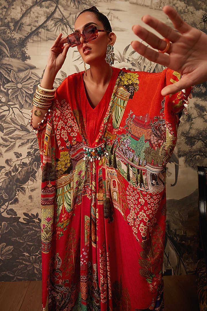 Multi - Colored Printed Kaftan by Kalista at Pernia's Pop Up Shop